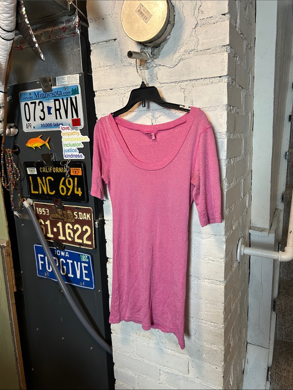Michael Stars Sparkle Pink, Scoop Neck, 3/4 Sleeve Tee
